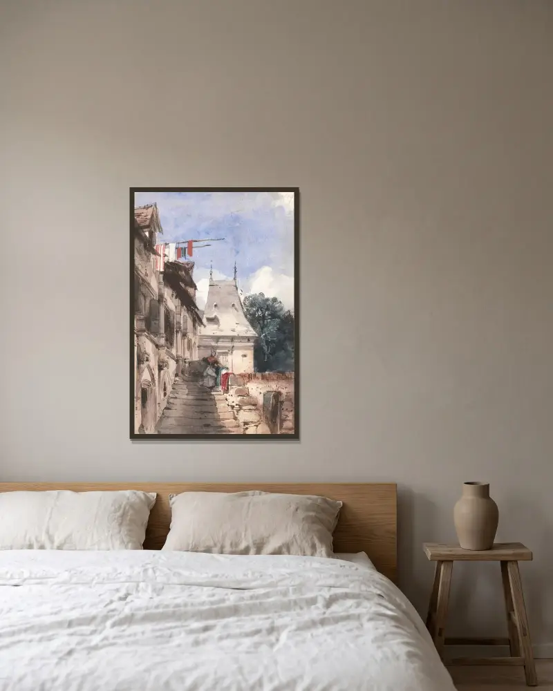 Abbey St-Amand, Rouen av Richard Parkes Bonington inramad på en vägg