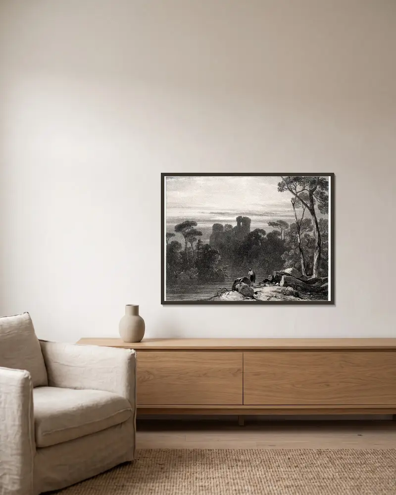 Bothwell Castle von Richard Parkes Bonington gerahmt an einer Wand