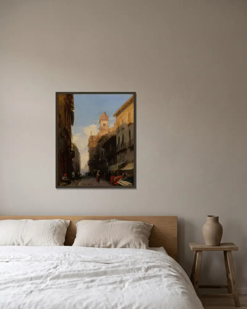 Corso Sant’Anastasia, Verona av Richard Parkes Bonington inramad på en vägg