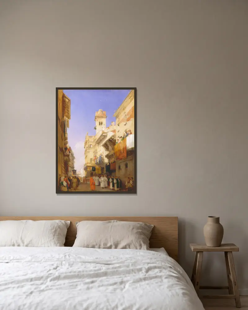 Corso Sant’Anastasia, Verona av Richard Parkes Bonington inramad på en vägg