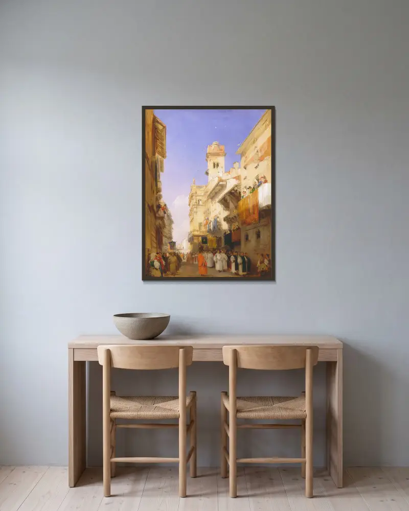 Corso Sant’Anastasia, Verona av Richard Parkes Bonington inramad på en vägg