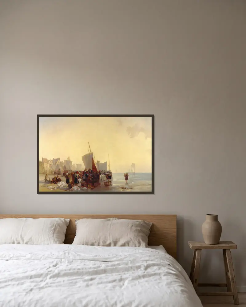 Fischmarkt von Richard Parkes Bonington gerahmt an einer Wand