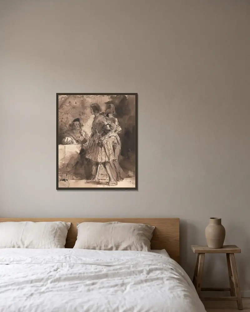 Goetz von Berlichingen před císařským soudcem, Richard Parkes Bonington v rámu na stěně