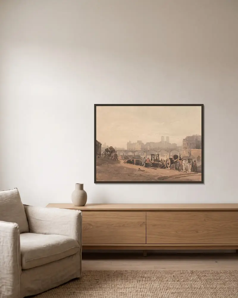 Île de la Cité von Richard Parkes Bonington gerahmt an einer Wand