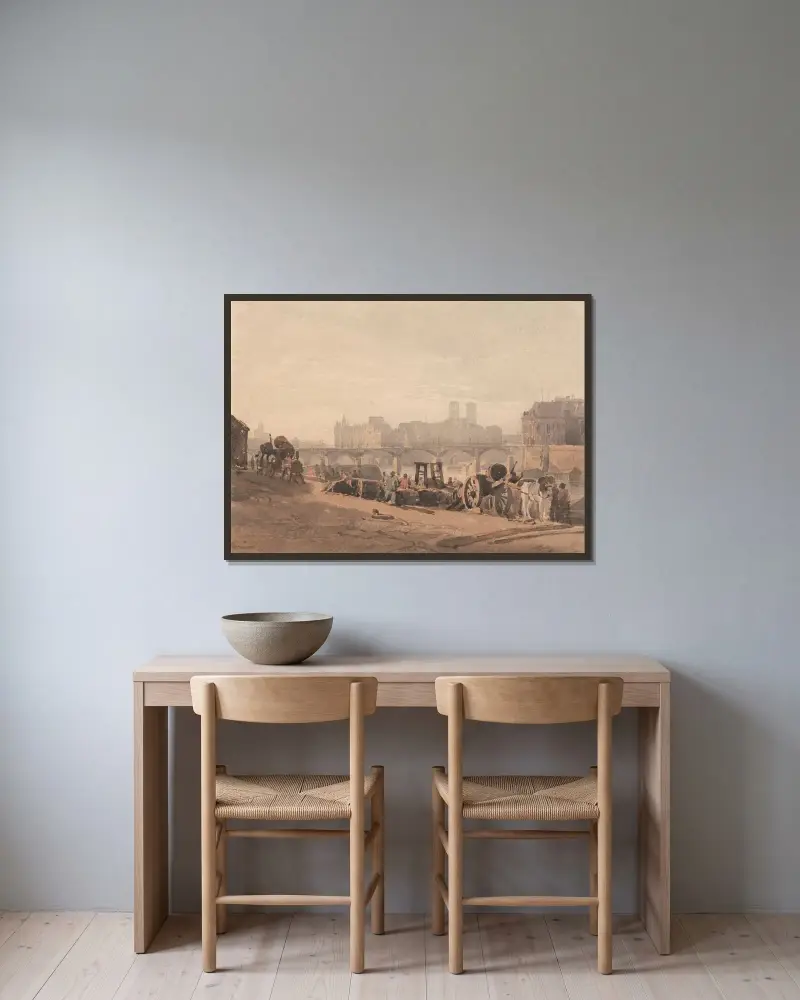 Île de la Cité von Richard Parkes Bonington gerahmt an einer Wand