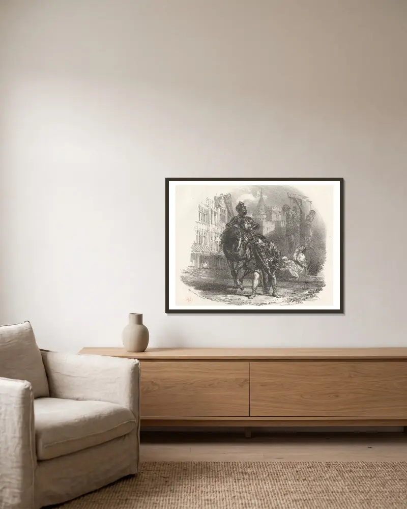 Les Pendus, Richard Parkes Bonington v rámu na stěně