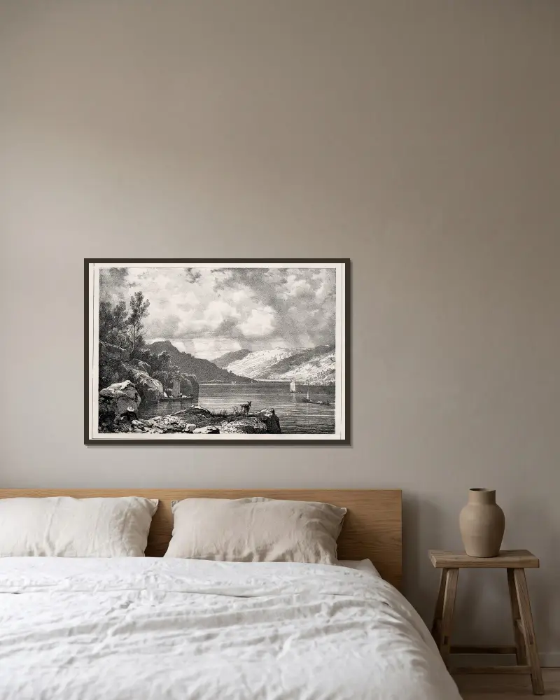 Loch Lomond av Richard Parkes Bonington inramad på en vägg