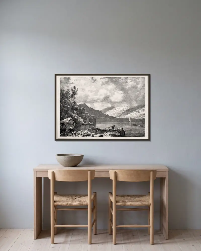 Loch Lomond av Richard Parkes Bonington inramad på en vägg