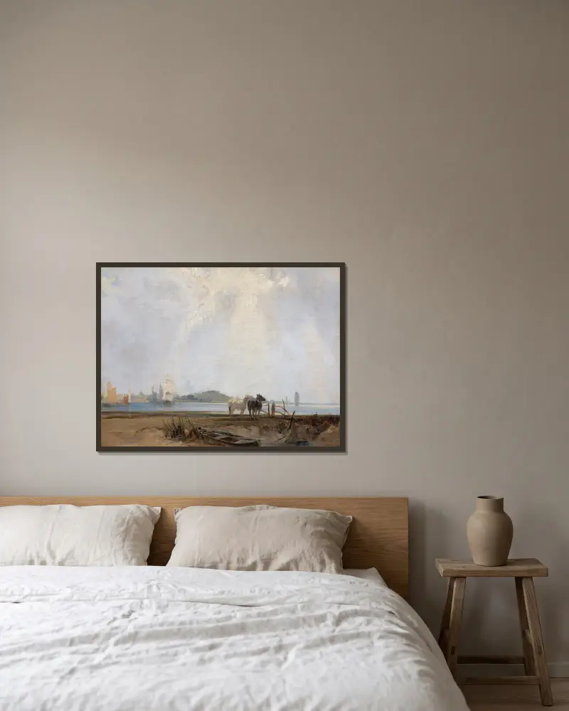 Bei Quillebeuf von Richard Parkes Bonington gerahmt an einer Wand