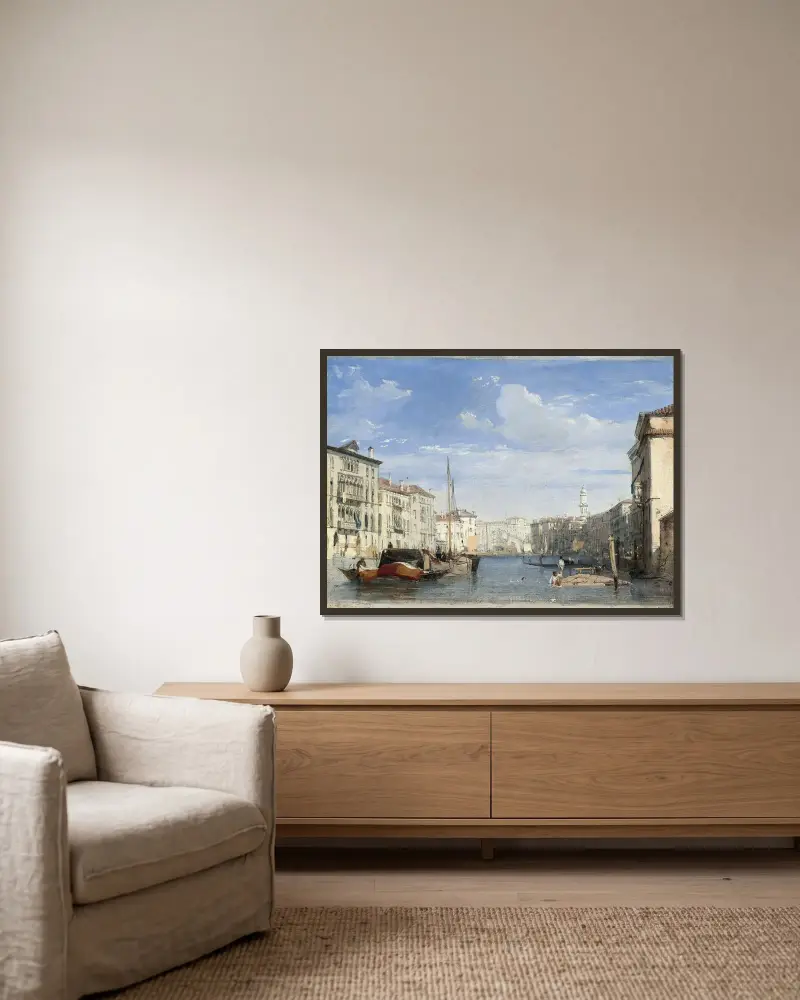 Canal Grande av Richard Parkes Bonington inramad på en vägg