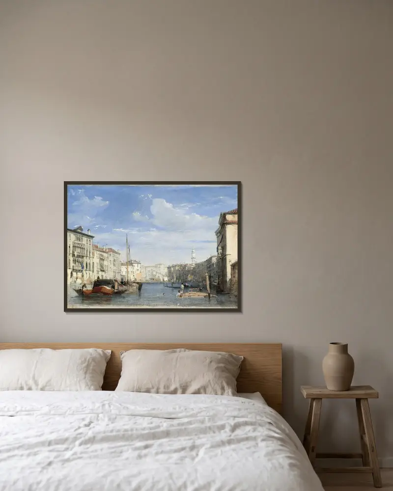 Canal Grande av Richard Parkes Bonington inramad på en vägg