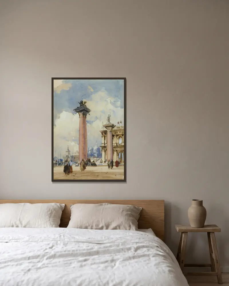 The Piazzetta, Venice av Richard Parkes Bonington inramad på en vägg