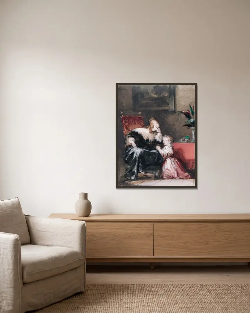 Das Gebet von Richard Parkes Bonington gerahmt an einer Wand