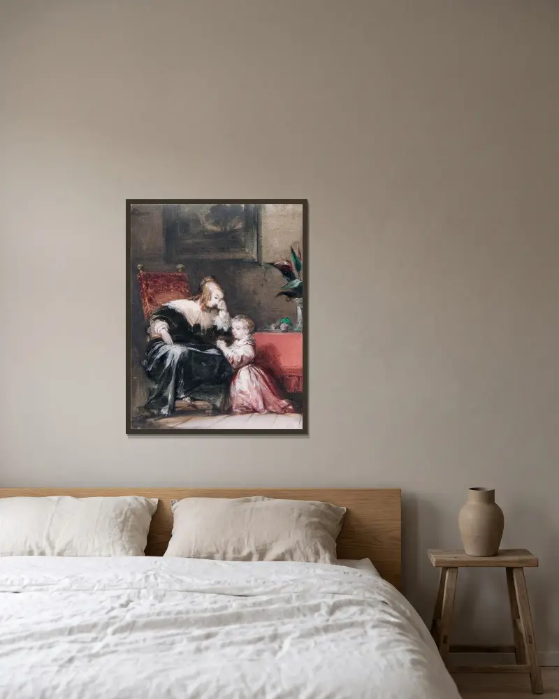 Das Gebet von Richard Parkes Bonington gerahmt an einer Wand