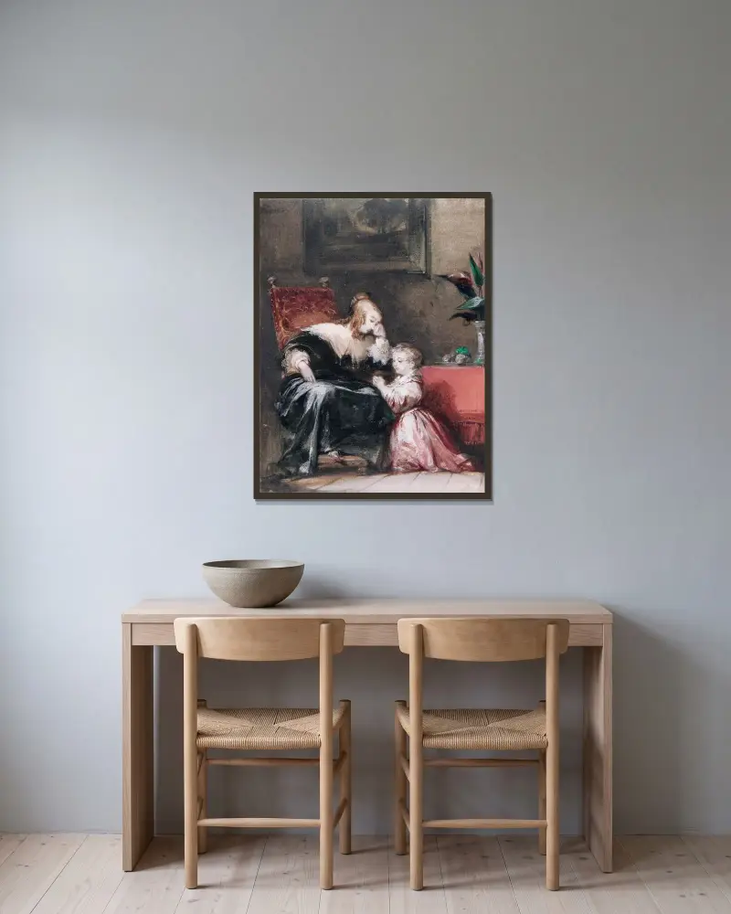 Das Gebet von Richard Parkes Bonington gerahmt an einer Wand