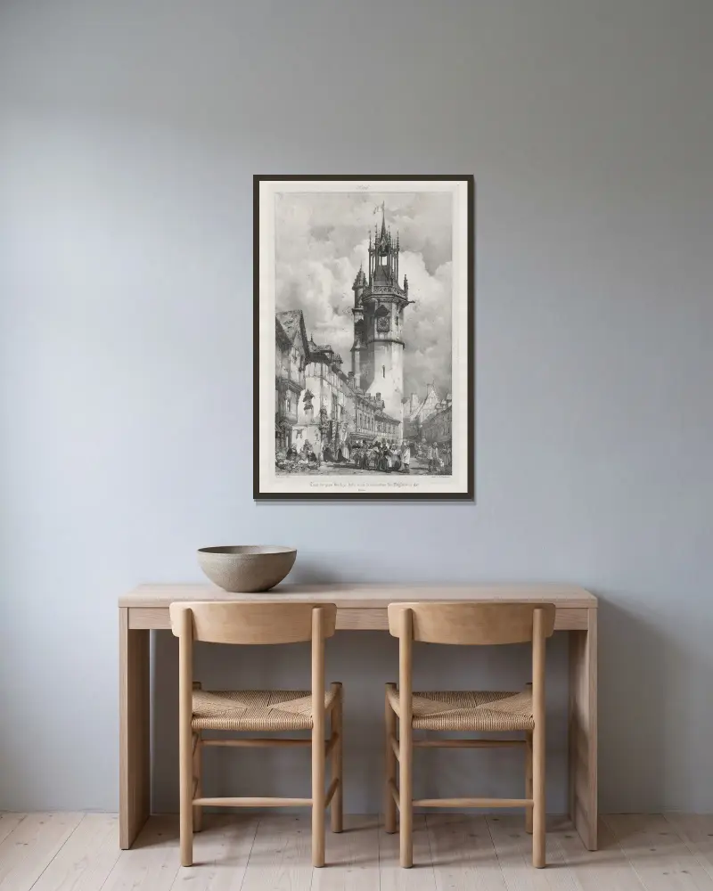 Tour du Gros-Horloge, Evreux av Richard Parkes Bonington inramad på en vägg