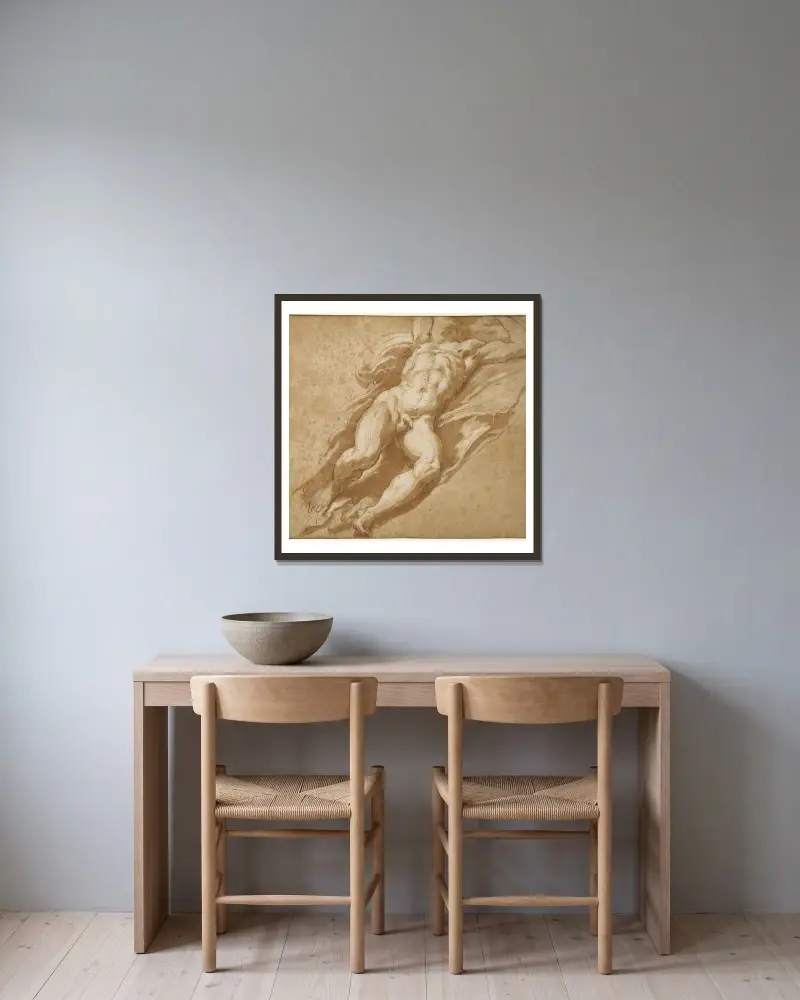 Figurstudie von Parmigianino gerahmt an einer Wand