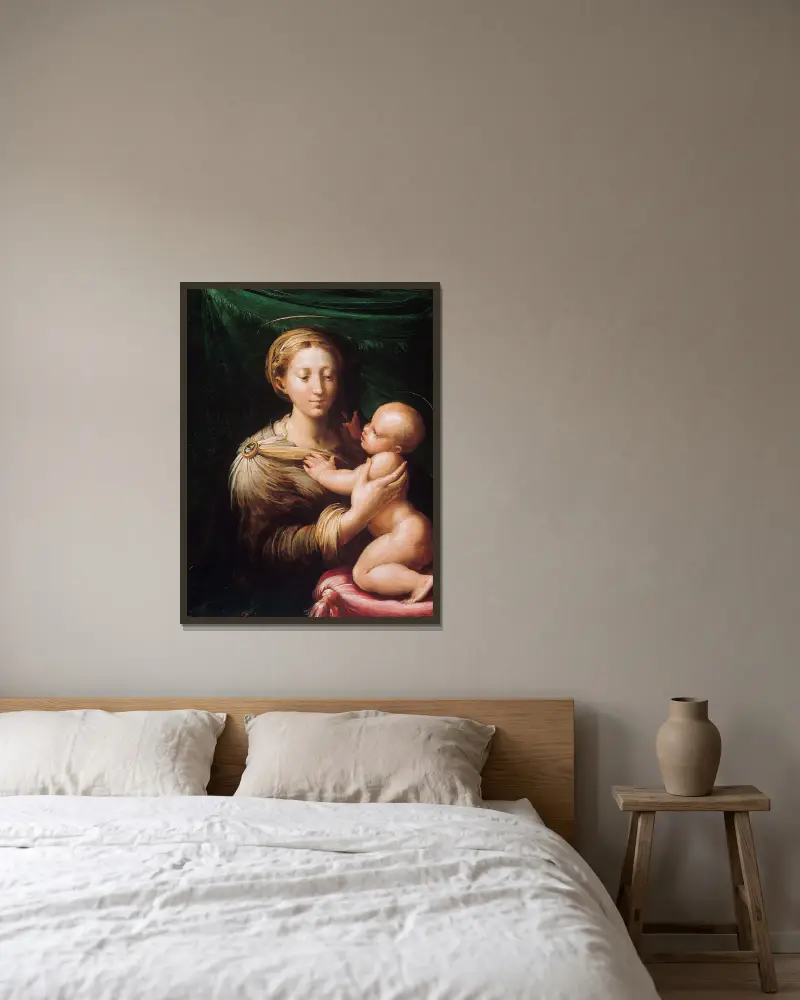The Madonna and Child av Parmigianino inramad på en vägg