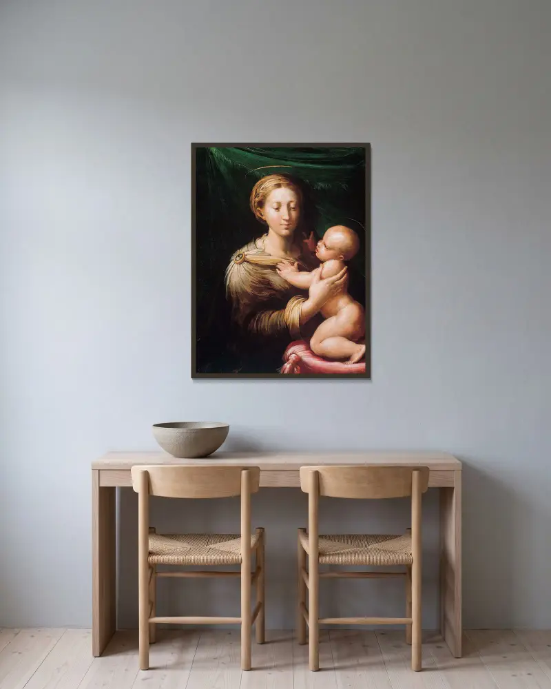 The Madonna and Child av Parmigianino inramad på en vägg