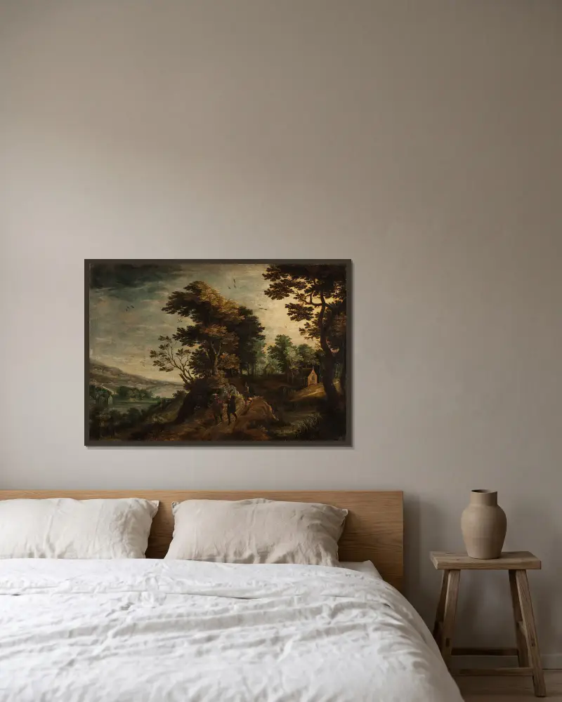 Landschaft – Nr. 2 von Paul Bril gerahmt an einer Wand