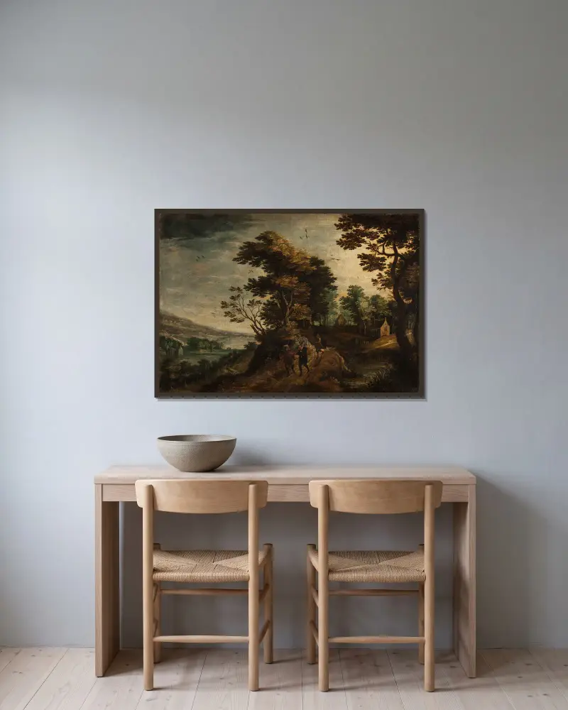 Landschaft – Nr. 2 von Paul Bril gerahmt an einer Wand