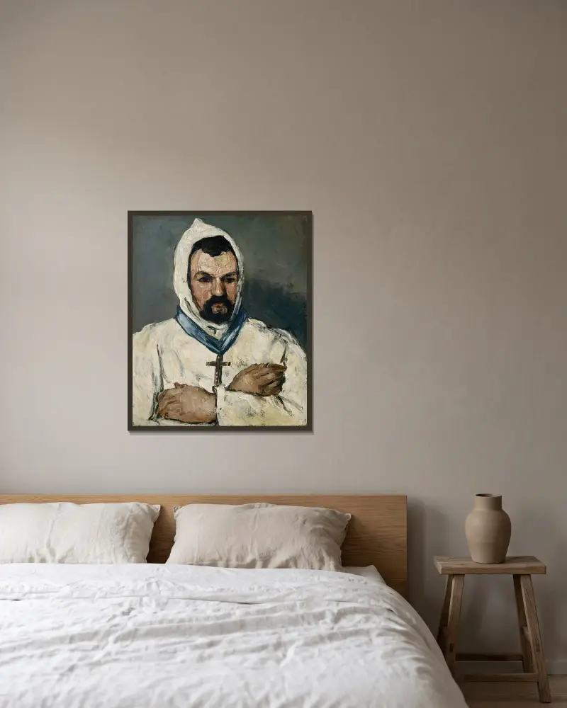 Antoine Dominique Sauveur Aubert (born 1817), the Artist’s Uncle, as a Monk av Paul Cézanne inramad på en vägg