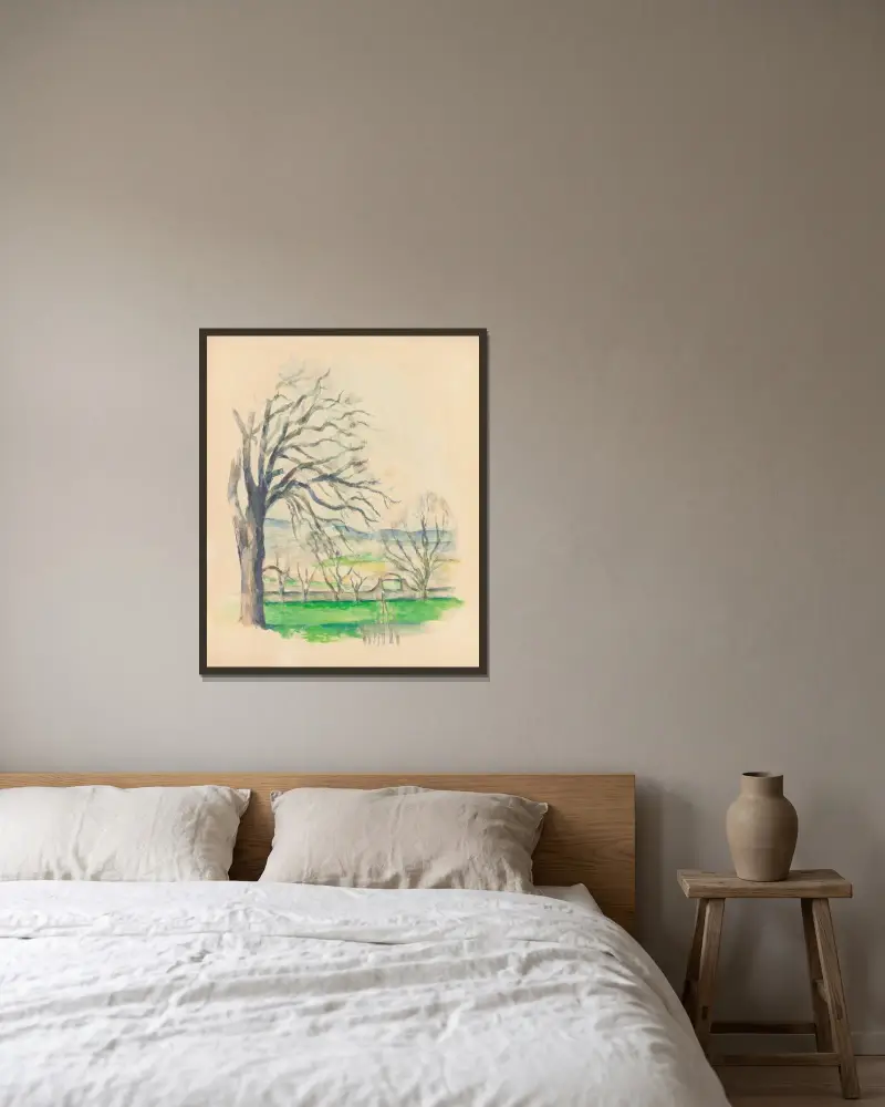 Arbre Dépouillé Au Jas De Bouffan av Paul Cézanne inramad på en vägg