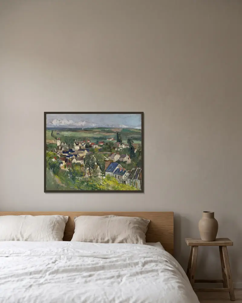 Panoramatický pohled na Auvers, Paul Cézanne v rámu na stěně