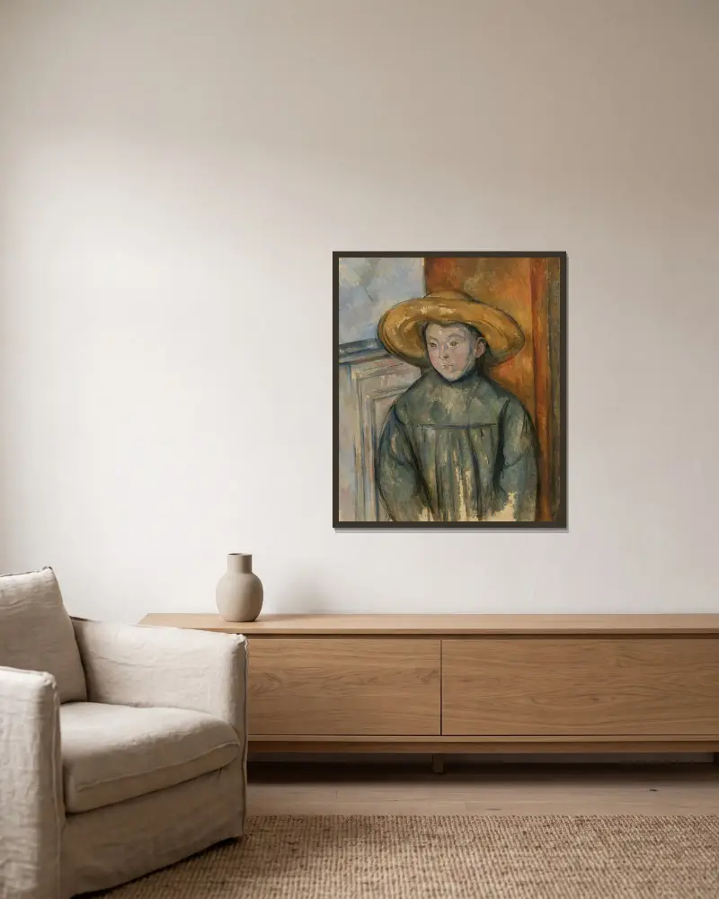Chlapec se slaměným kloboukem, Paul Cézanne v rámu na stěně
