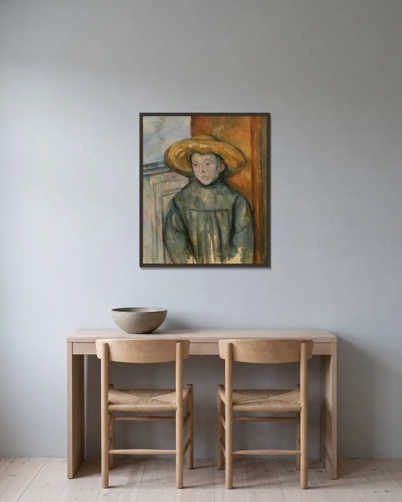 Chlapec se slaměným kloboukem, Paul Cézanne v rámu na stěně