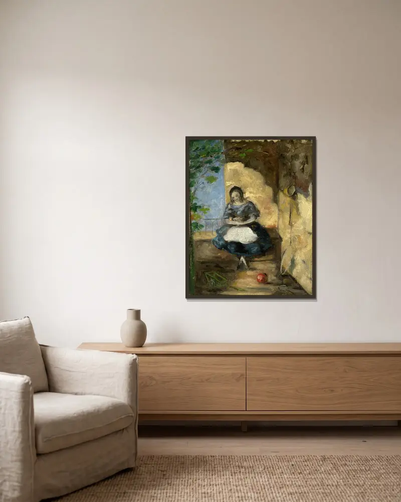 Junge Mädchen von Paul Cézanne gerahmt an einer Wand