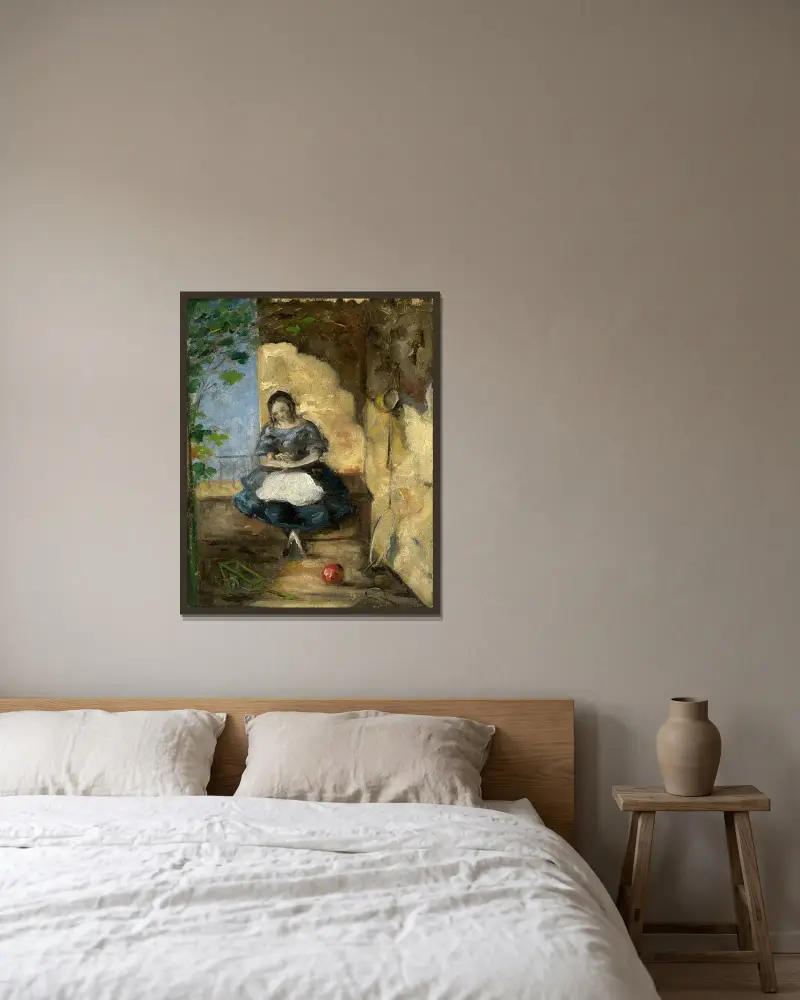 Junge Mädchen von Paul Cézanne gerahmt an einer Wand