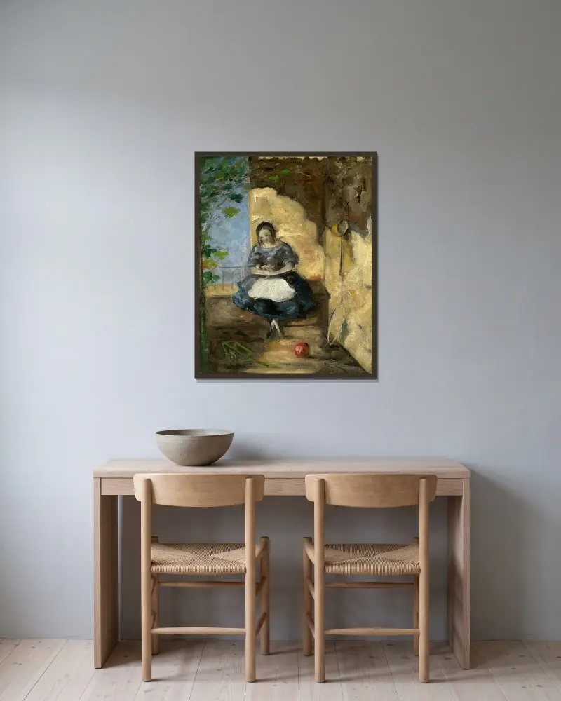 Junge Mädchen von Paul Cézanne gerahmt an einer Wand