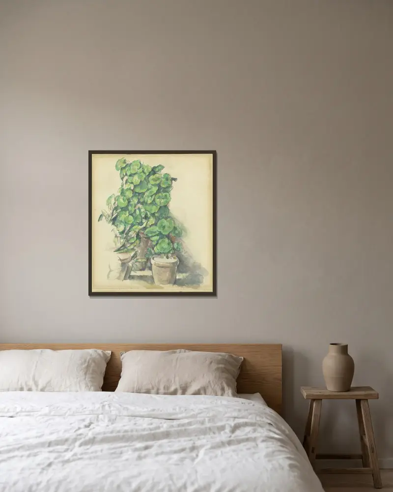 Geranien von Paul Cézanne gerahmt an einer Wand
