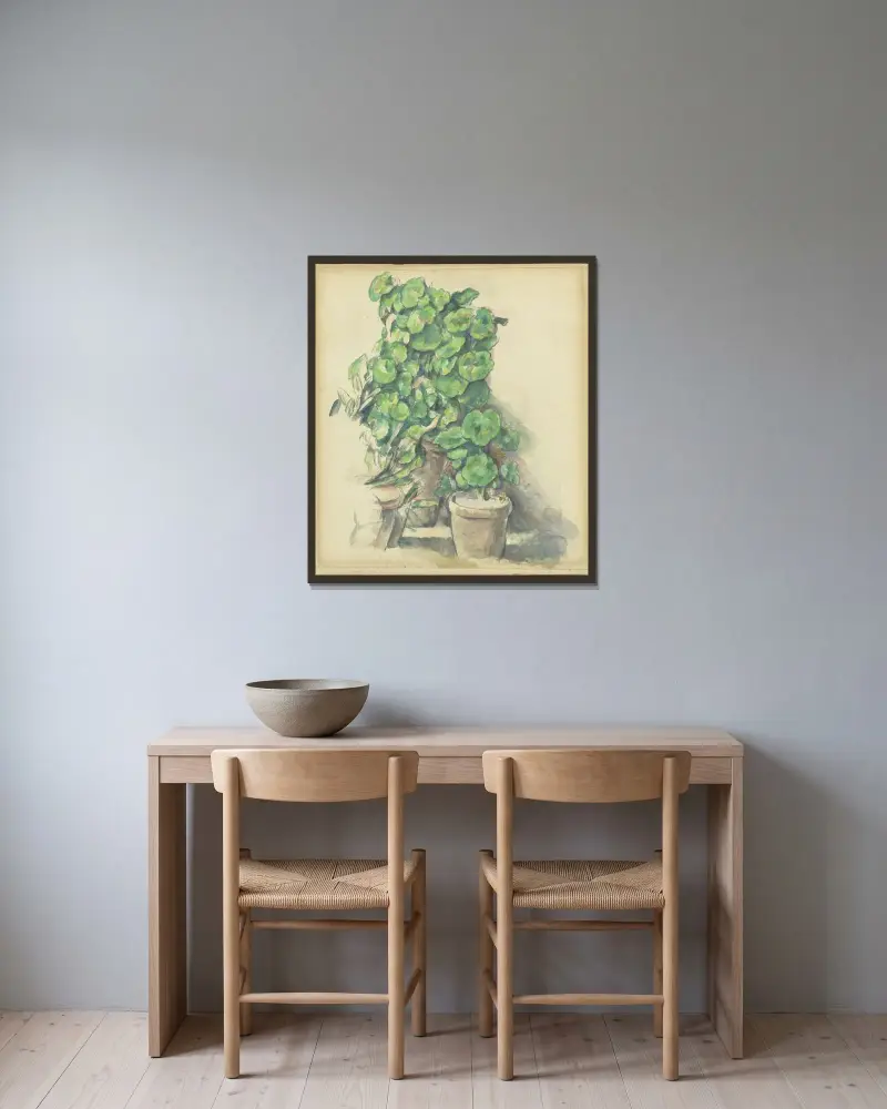 Geranien von Paul Cézanne gerahmt an einer Wand