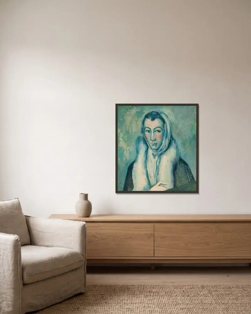 La Femme À L’hermine, D’après Le Greco av Paul Cézanne inramad på en vägg
