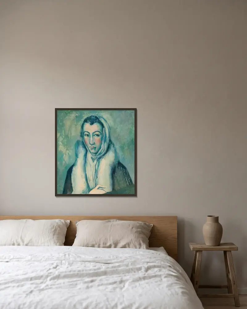 La Femme À L’hermine, D’après Le Greco av Paul Cézanne inramad på en vägg