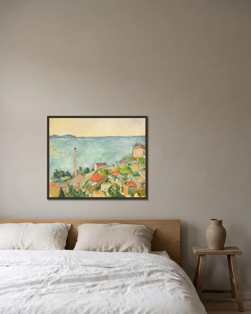 Das Meer bei L'Estaque von Paul Cézanne gerahmt an einer Wand