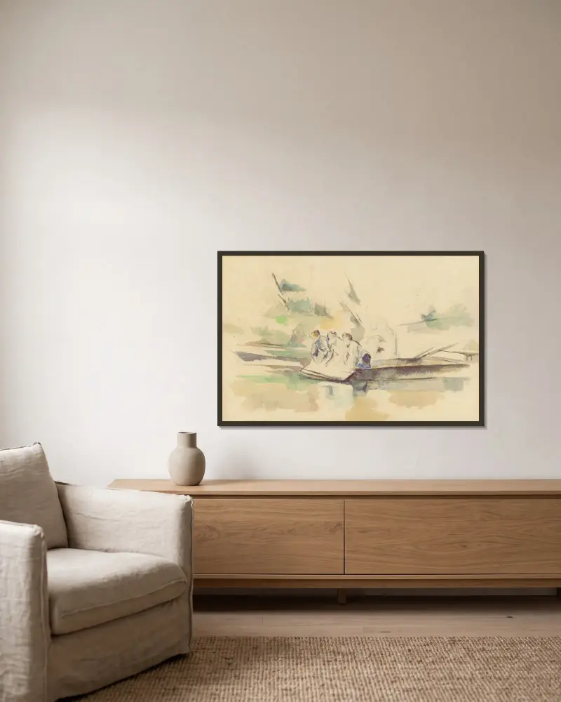 Wäscherinnen von Paul Cézanne gerahmt an einer Wand