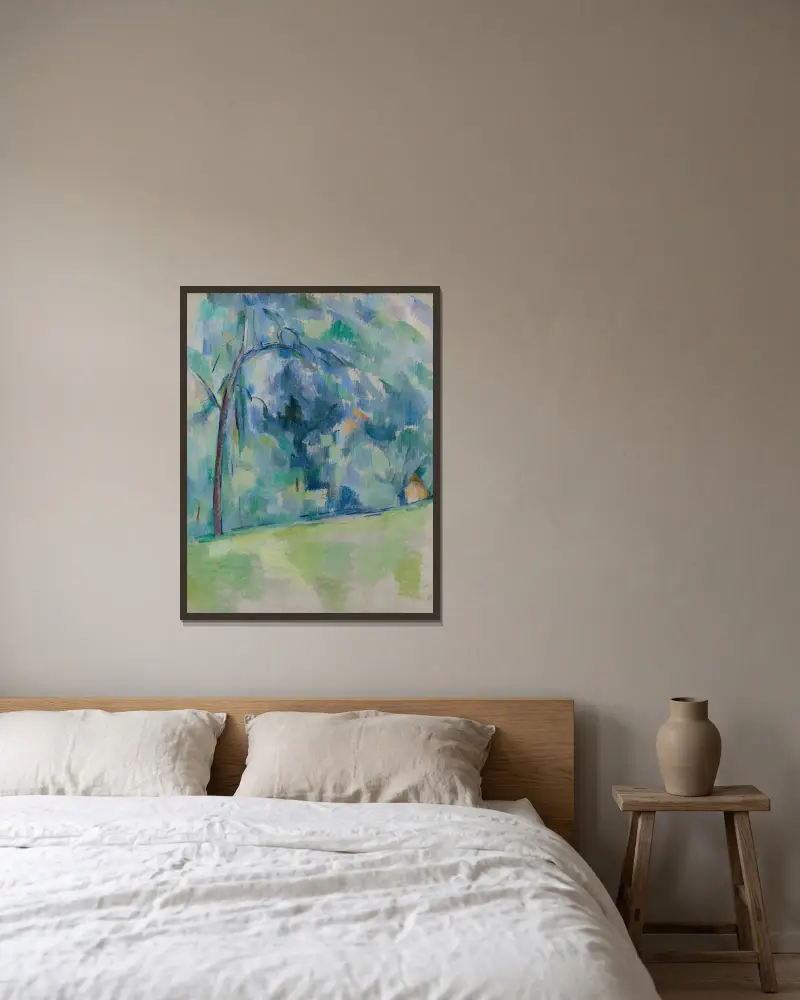 Der Morgen in der Provence von Paul Cézanne gerahmt an einer Wand