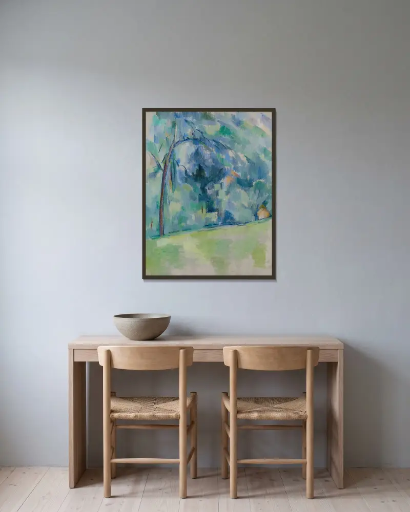 Der Morgen in der Provence von Paul Cézanne gerahmt an einer Wand
