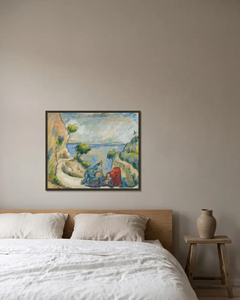 Le Meurtre Dans La Ravine av Paul Cézanne inramad på en vägg