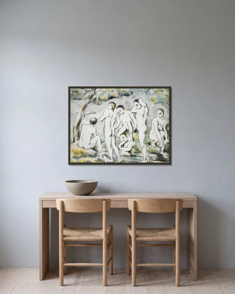 Kąpiący się – mała plansza, Paul Cézanne w ramie na ścianie
