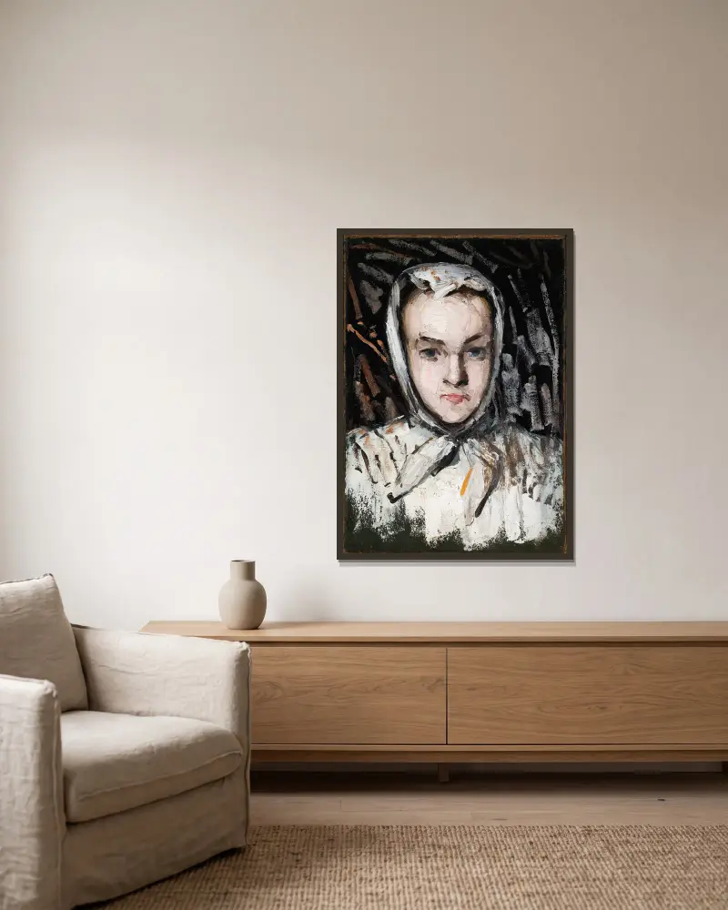 Marie Cézanne, die Schwester des Künstlers von Paul Cézanne gerahmt an einer Wand