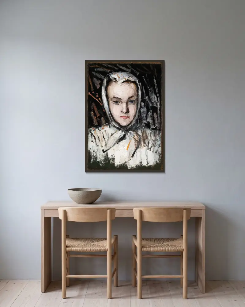 Marie Cézanne, die Schwester des Künstlers von Paul Cézanne gerahmt an einer Wand