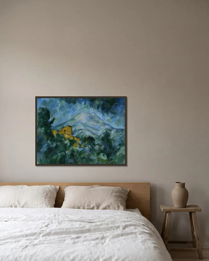 Mont Sainte-Victoire and Château Noir av Paul Cézanne inramad på en vägg