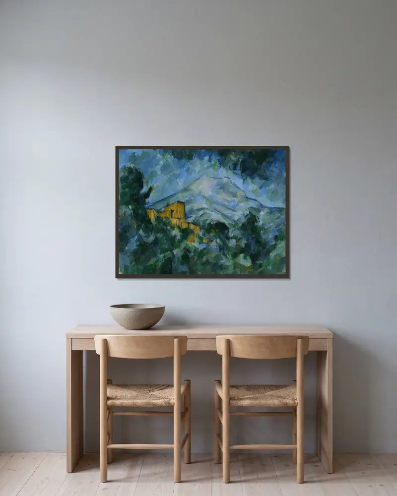 Mont Sainte-Victoire and Château Noir av Paul Cézanne inramad på en vägg