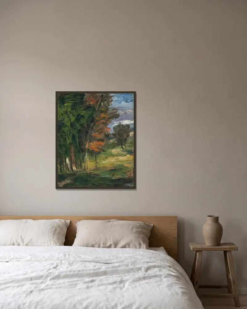 Krajina, 1862, Paul Cézanne v rámu na stěně