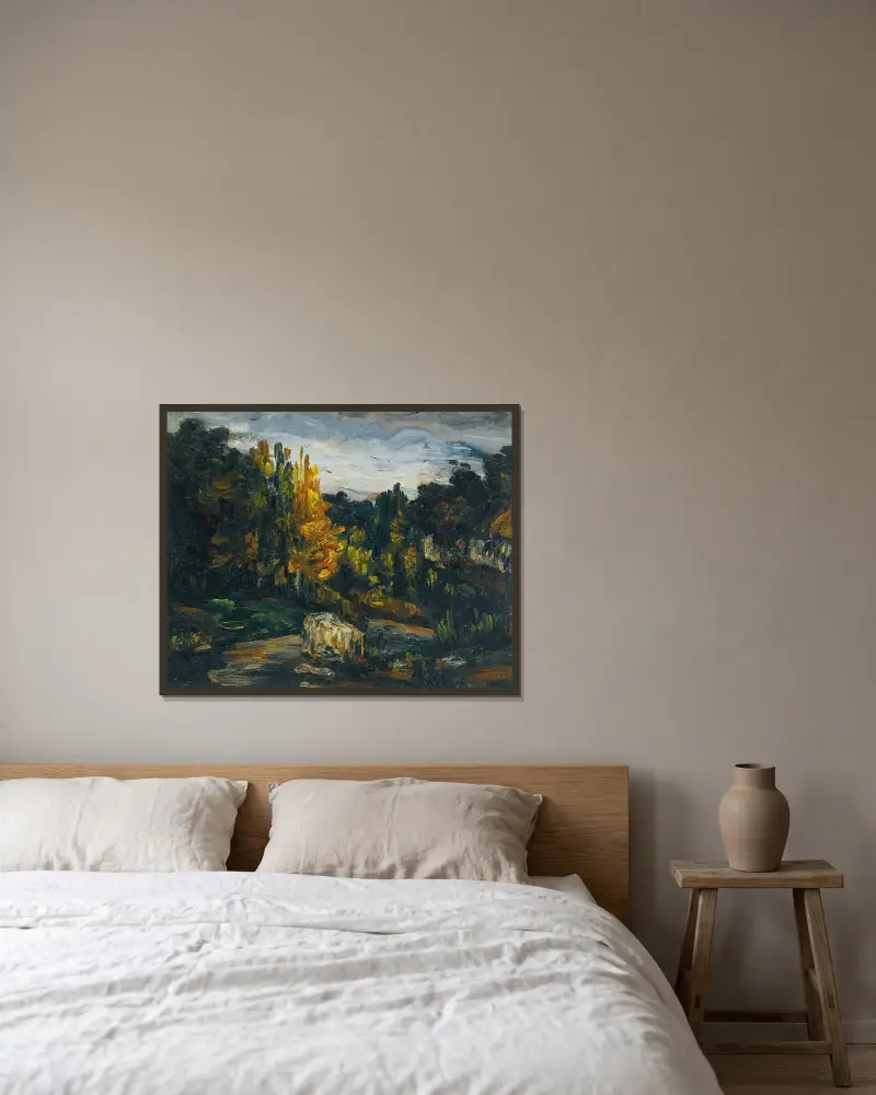 Krajina, 1866, Paul Cézanne v rámu na stěně