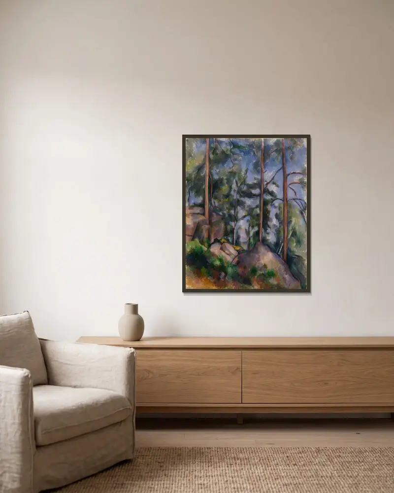 Sosny i skały, Paul Cézanne w ramie na ścianie